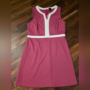 Sleeveless Pink Dress with White Trim